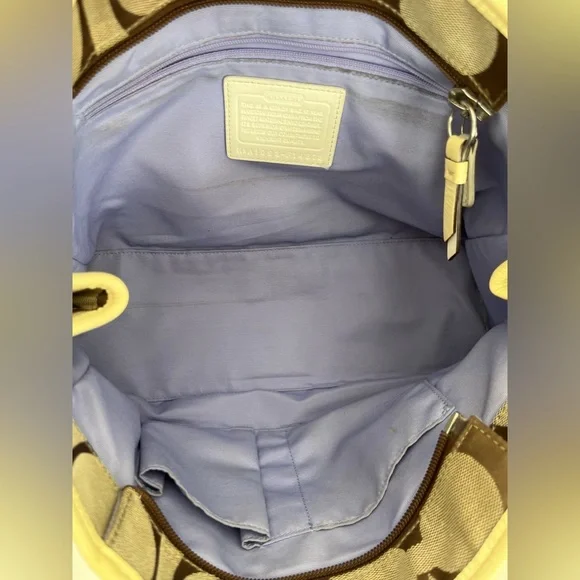 Coach Daisy signature tote tan brown yellow shoulder bag - Picture 7 of 11